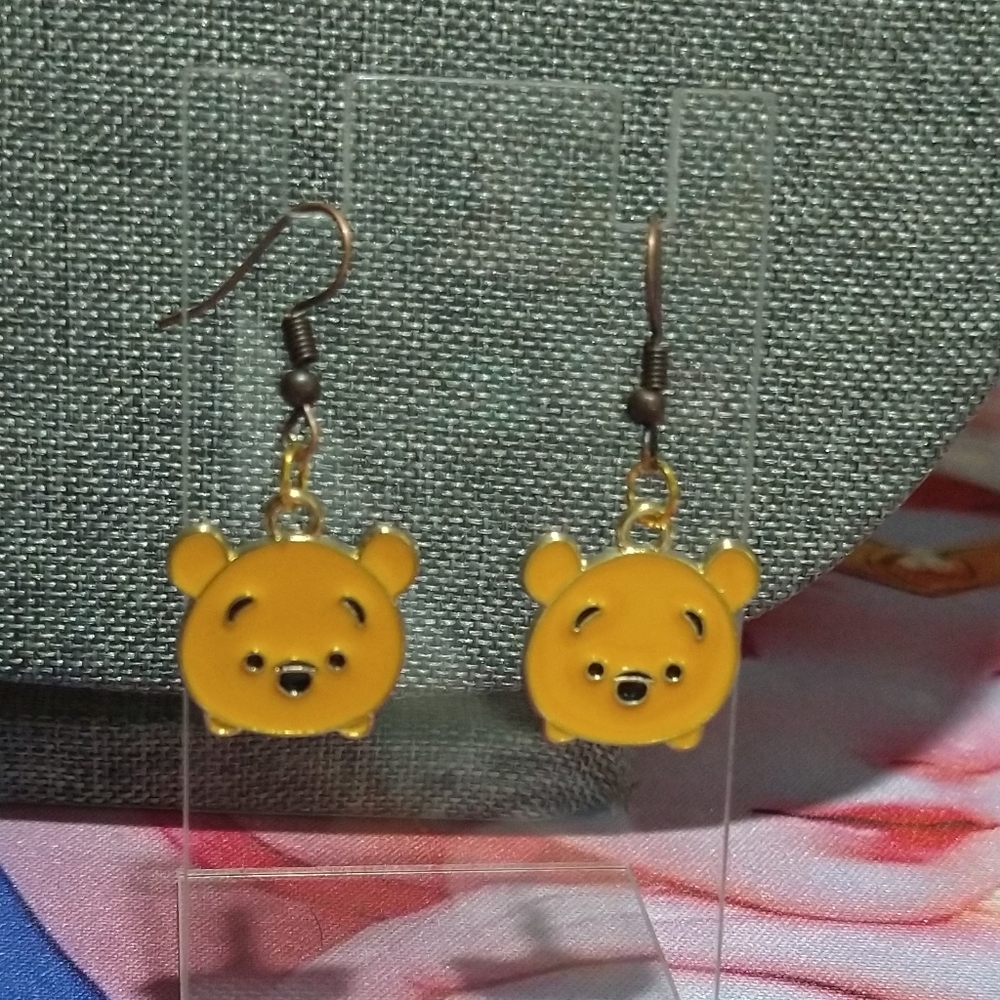 Hand Crafted Yellow POOH Bear Earrings